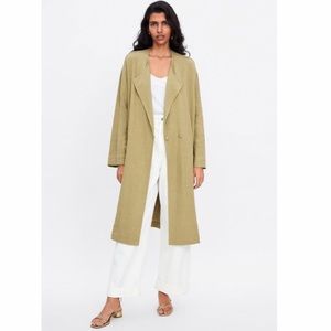 Zara oversized linen trench coat, loose style, XS , beige